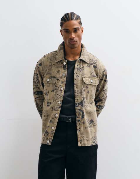 AllSaints veste en toile marron à logo graphique illustratif Sherb - view 1