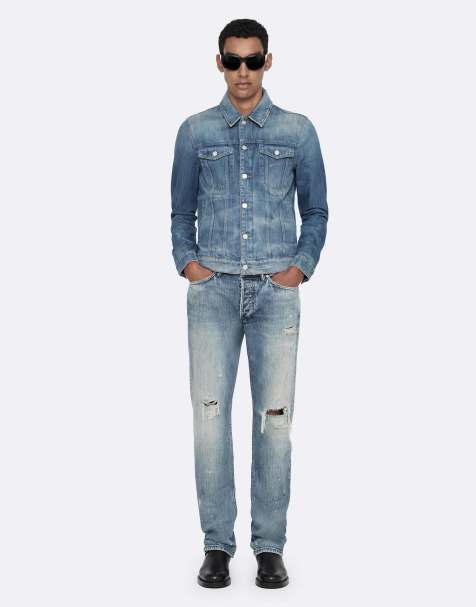 AllSaints veste trucker ajustée en denim indigo clair - view 1
