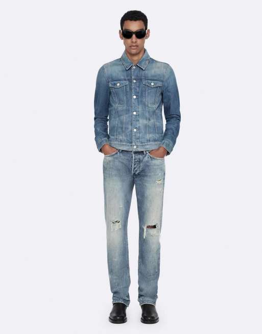 AllSaints Veste trucker ajustée en indigo clair, 2 de 6