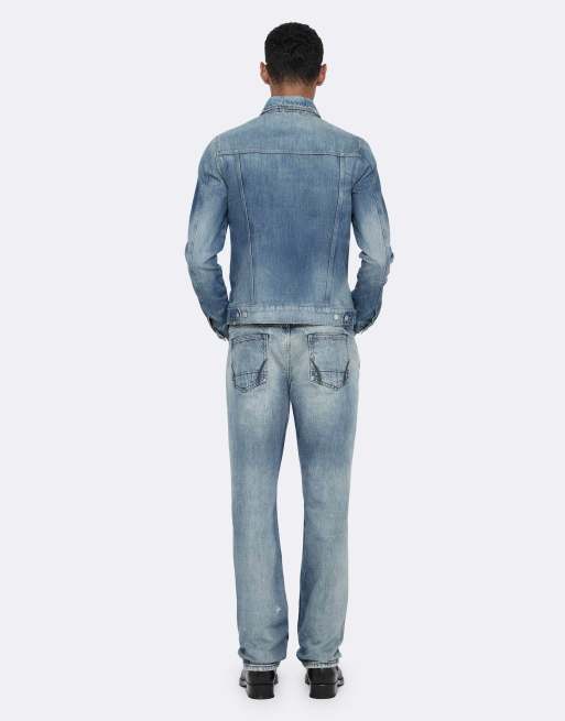 AllSaints Veste trucker ajustée en indigo clair, 4 de 6