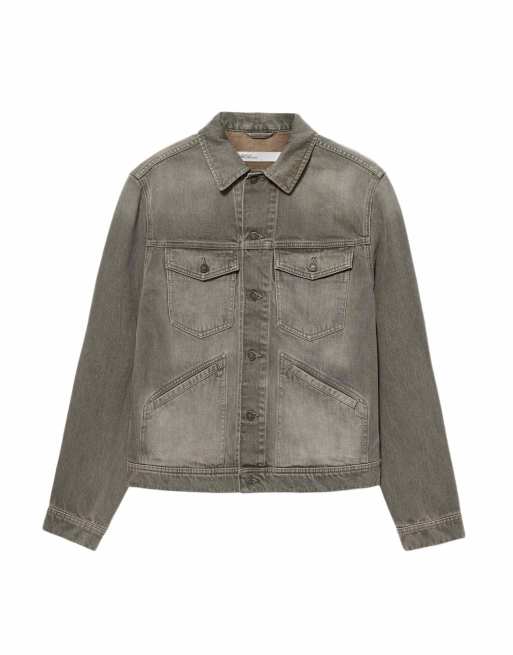 AllSaints veste trucker coupe regular gris kaki, 7 de 7