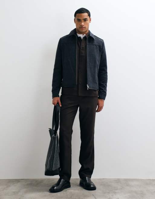 AllSaints veste zippée en mélange de laine Carlow en gris anthracite, 4 de 5