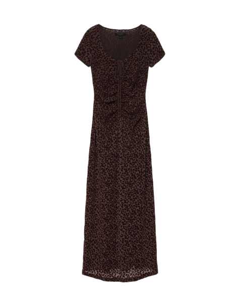 AllSaints - Vestido de malla Gabby en marrón flock - view 1