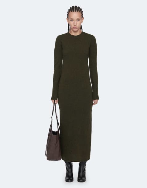 AllSaints - vestido Erith en verde caqui oscuro - view 1