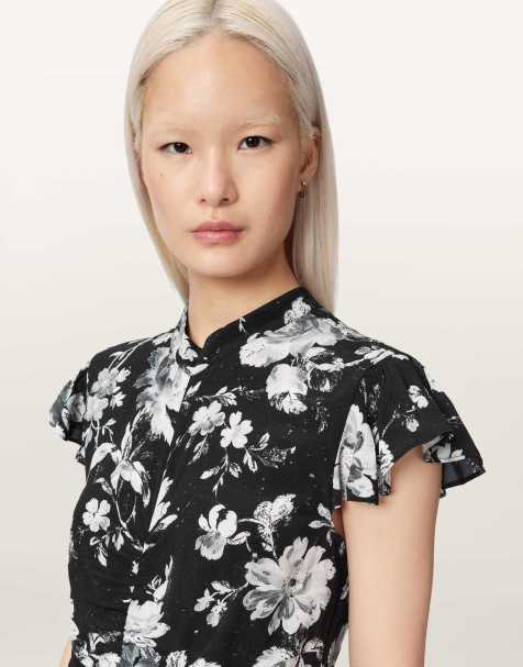 AllSaints - Vestido lencero negro jardina mono - view 1