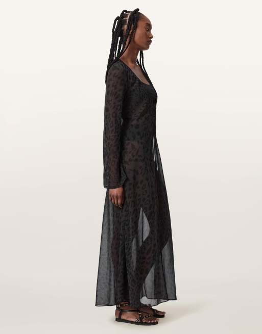 AllSaints - Vestido maxi Zalia en negro savra, 6 de 6