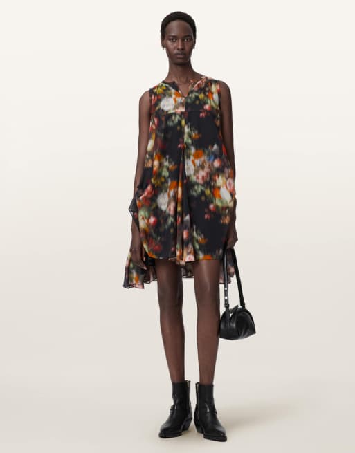 AllSaints - vestido mini Sybil en negro difuminado, 3 de 6
