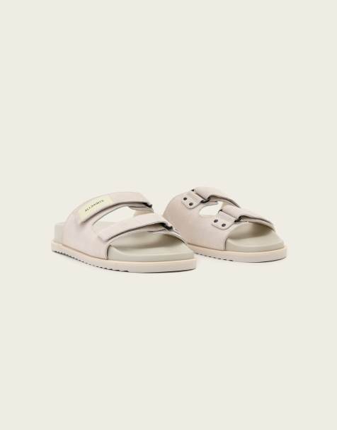 AllSaints Vex double strap buckle velcro sandals in white - view 1