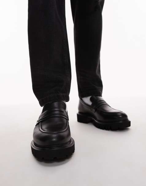 AllSaints vinni leather loafers in black - view 1