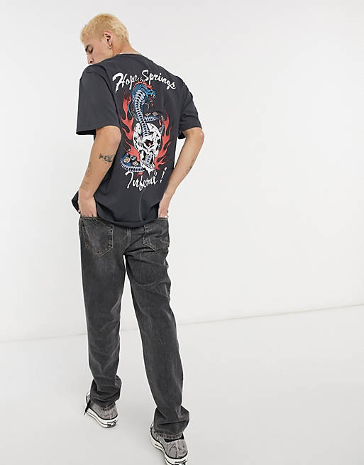 AllSaints viper and skull graphic t-shirt in black | ASOS