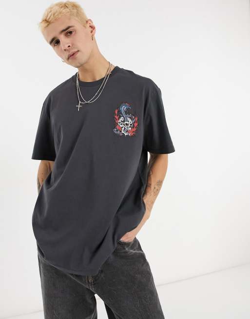 AllSaints viper and skull graphic t-shirt in black