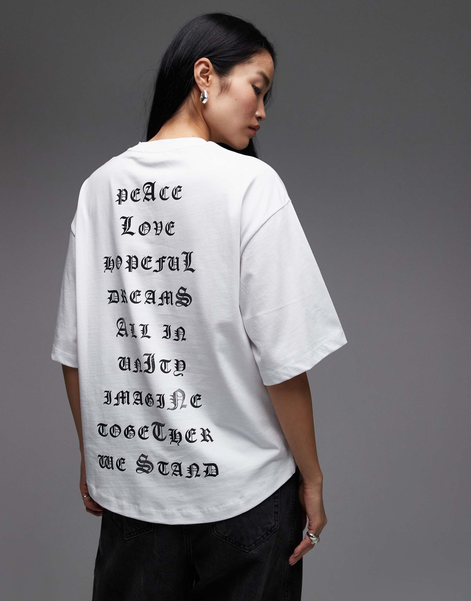 allsaints vision amelie back print t-shirt in white