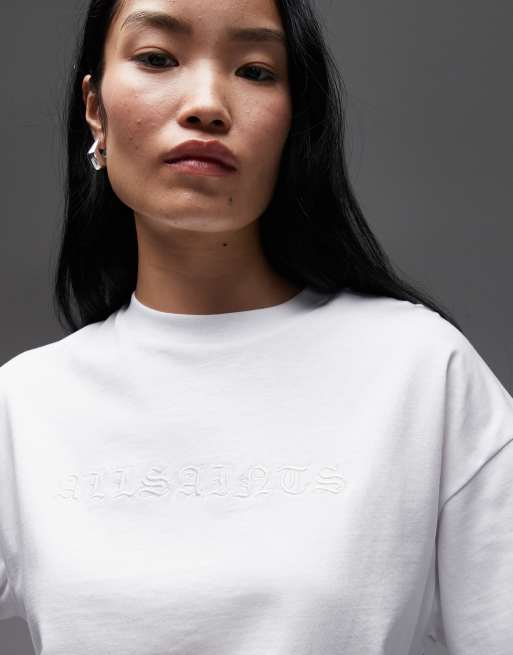 Allsaints vision - Hvid T-shirt med 'Amelie'-print på ryggen, 3 af 4