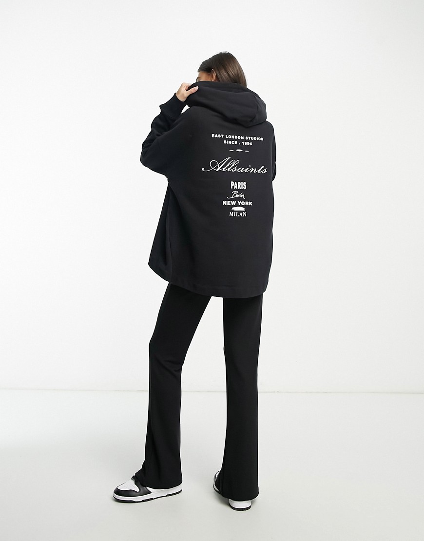 AllSaints Vita Etie hoodie with back print in black