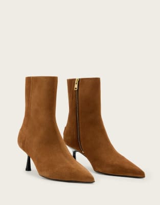 AllSaints - Vivian - Stiefel aus Wildleder in Sepiabraun-Brown