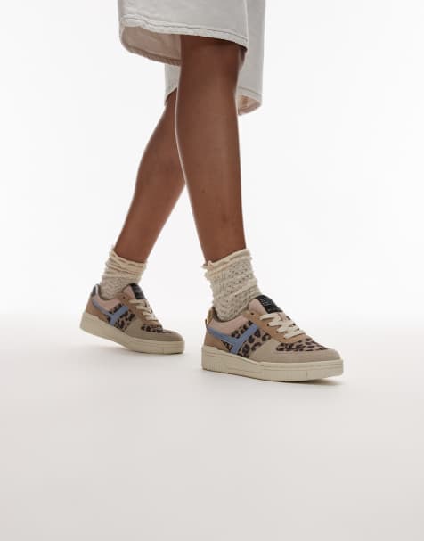 AllSaints - Vix - Baskets en cuir mélangé - Sable, léopard multicolore - view 1