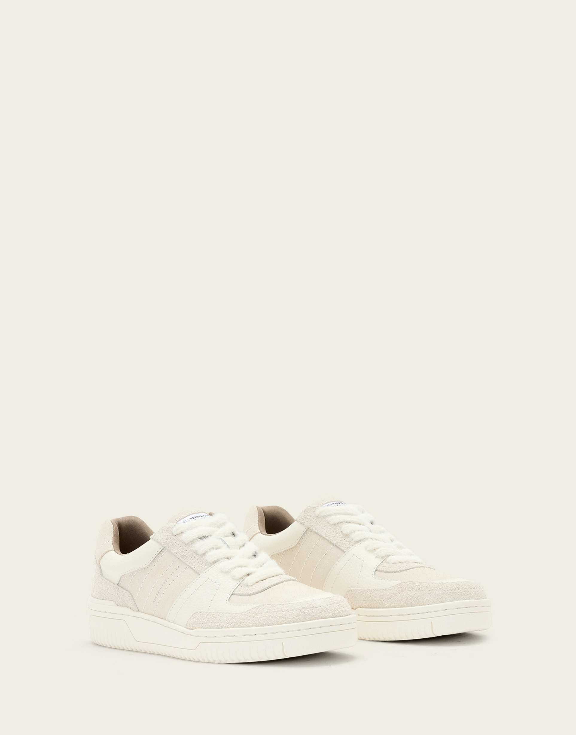 allsaints vix leather logo sneakers in white