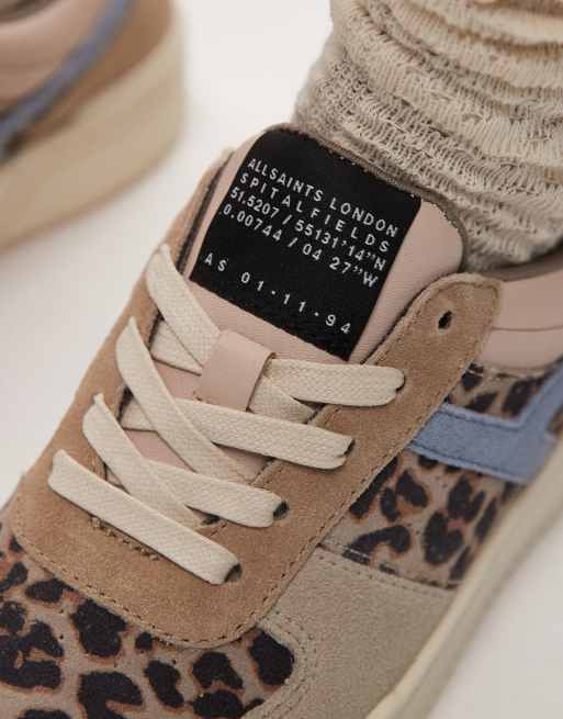AllSaints Vix leather mix trainers in sand leopard multi - BROWN