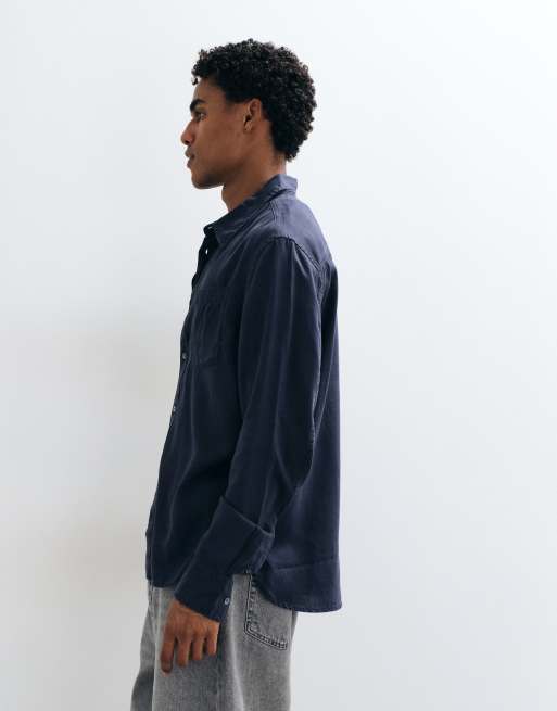AllSaints Ward long sleeve pocket shirt in blue, 4 of 5