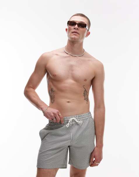 Allsaints warden str swimshort in white/blue