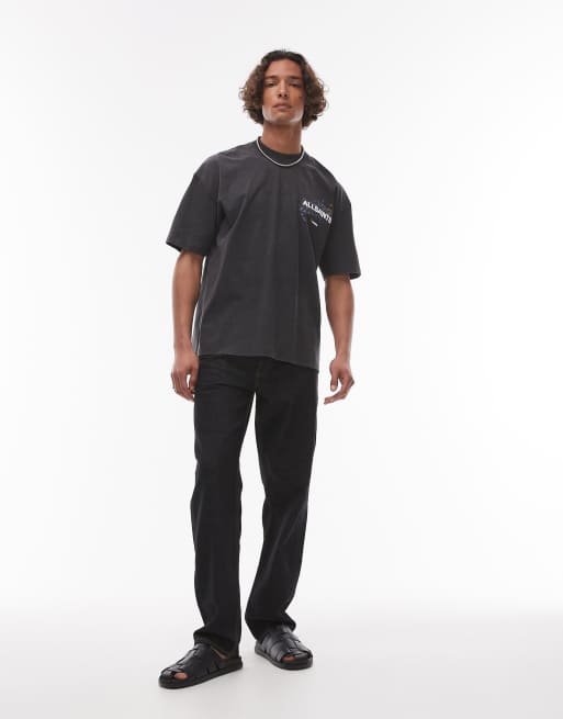 Allsaints wavy t-shirt in washed black | ASOS