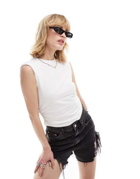 AllSaints West rouched tank in white - view 1