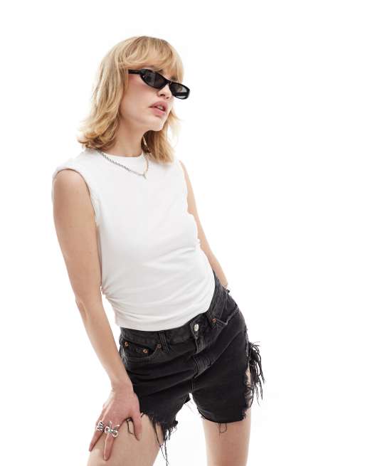 AllSaints West ruched tank in white
