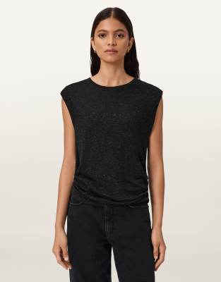 AllSaints - West - Schimmerndes Tanktop in Schwarz