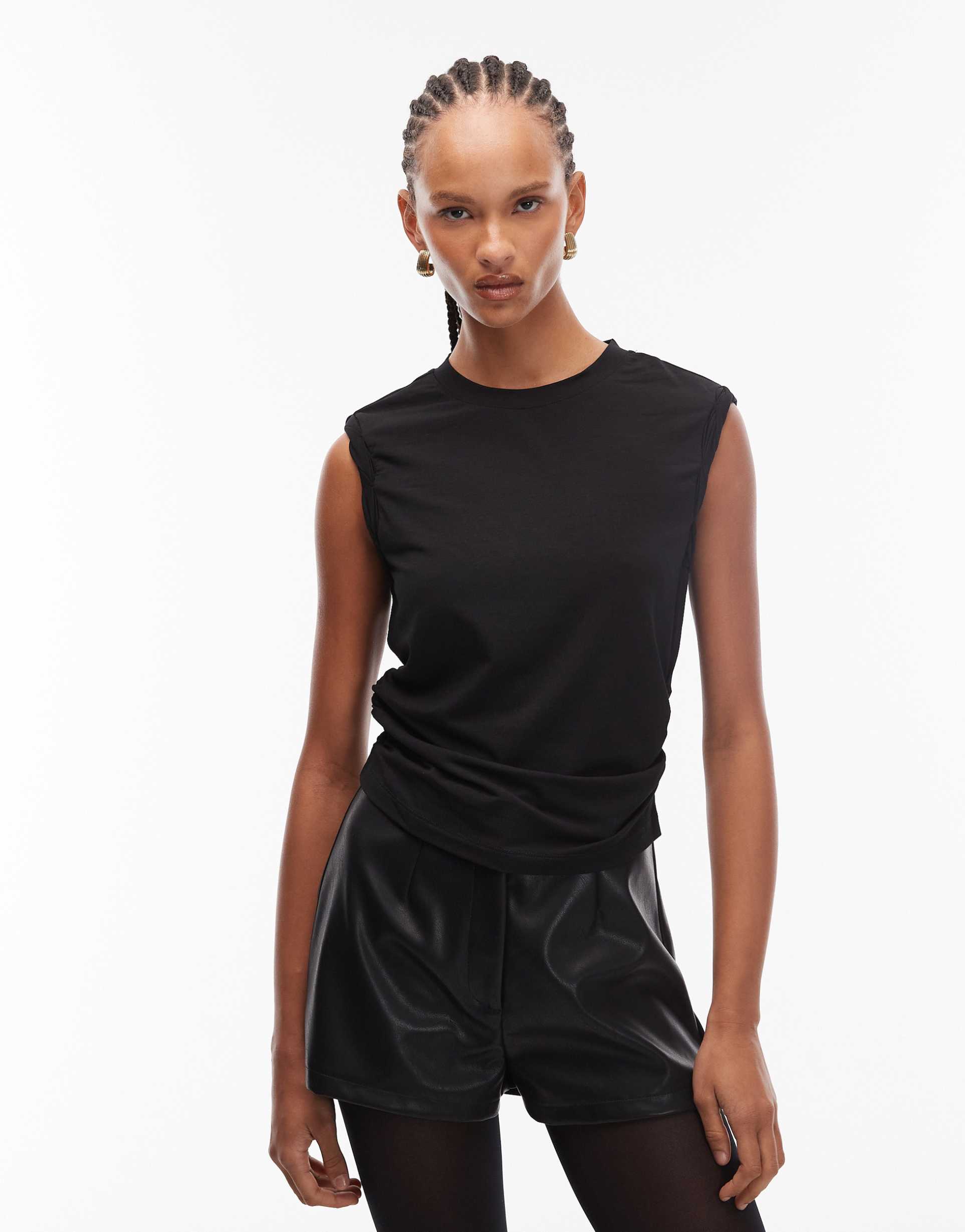 allsaints west sleeveless tank top in black