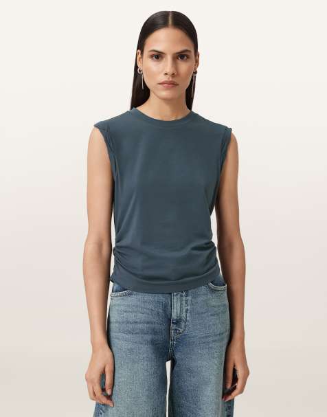 AllSaints – West – Tanktop in dunklem Schieferblau - view 1