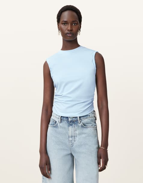 AllSaints – West – Tanktop in Puderblau - view 1