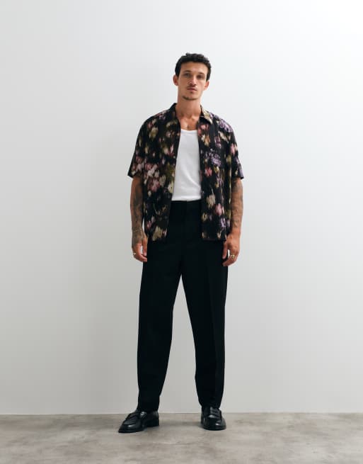 AllSaints Wildflower short sleeve distorted floral print shirt in multi, 3 of 5