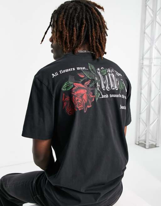 AllSaints - Wilt - T-shirt med print på ryggen i vasket sort - Kun hos ASOS