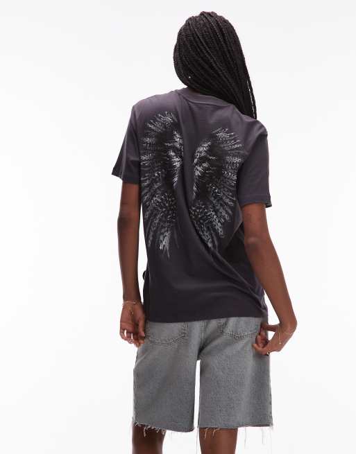 AllSaints – Wings – Svart, tvättad t-shirt