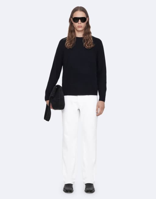 AllSaints Wulf trui met ronde hals in marineblauw, 2 van 6