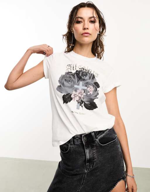 AllSaints x ASOS – Anna – Exklusivt – Vit t-shirt