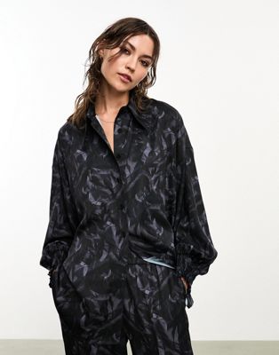 AllSaints x ASOS exclusive Charli co-ord satin shirt in black - ASOS Price Checker