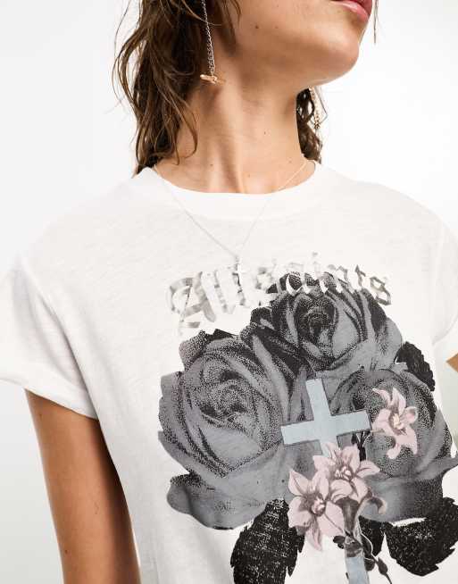 AllSaints x ASOS exclusive Anna graphic t-shirt in white, 4 of 4
