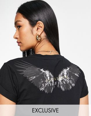 Allsaints x ASOS exclusive Anna wing t-shirt in black