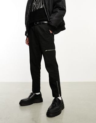 AllSaints x ASOS exclusive Bote zip trouser in black