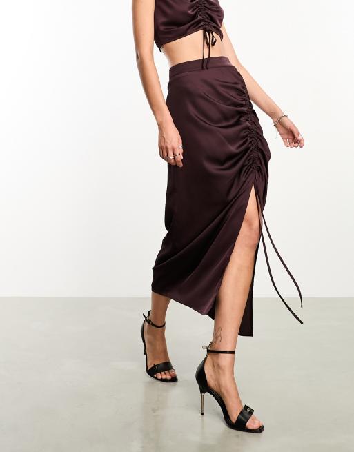 Asos burgundy hotsell midi skirt