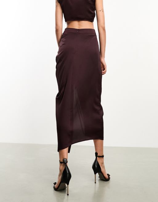 Asos burgundy midi outlet skirt