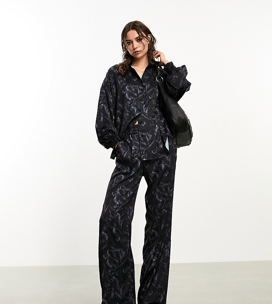 AllSaints x ASOS exclusive Charli co-ord satin trousers in black