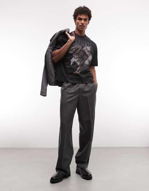 AllSaints x ASOS Exclusive Eagle graphic vintage logo t-shirt in washed black, 5 of 5