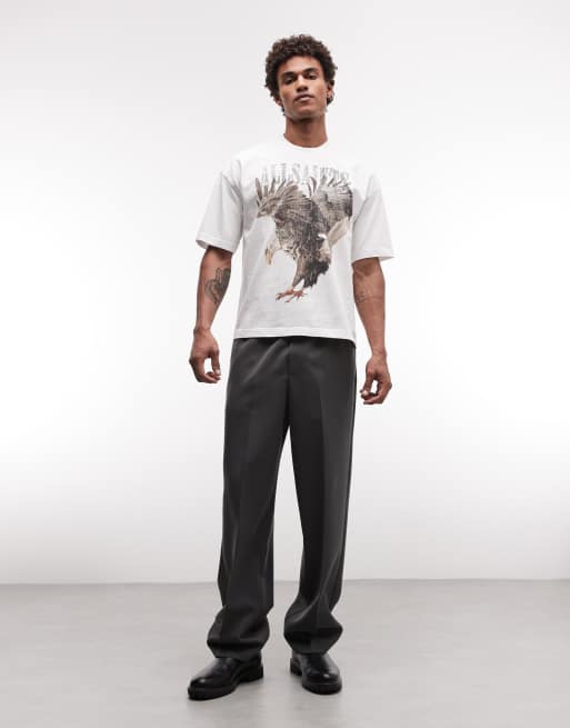 AllSaints x ASOS Exclusive eagle graphic vintage logo t-shirt in white, 3 of 5