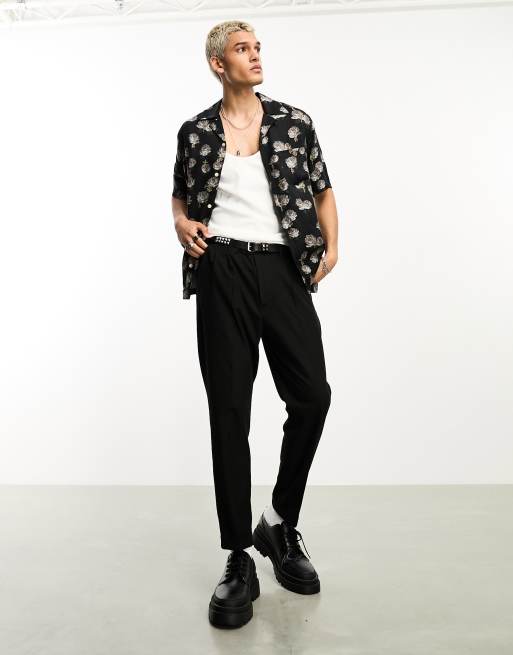 AllSaints x ASOS exclusive Morte pinstripe pants in monochrome