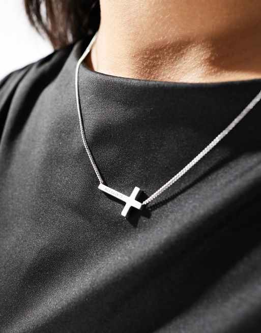 AllSaints x ASOS Exclusive – Naszyjnik w kolorze srebrnym z zawieszką w kształcie krzyża