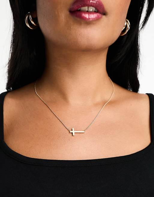 AllSaints x ASOS Exclusive – Naszyjnik w kolorze złotym z zawieszką w kształcie krzyża