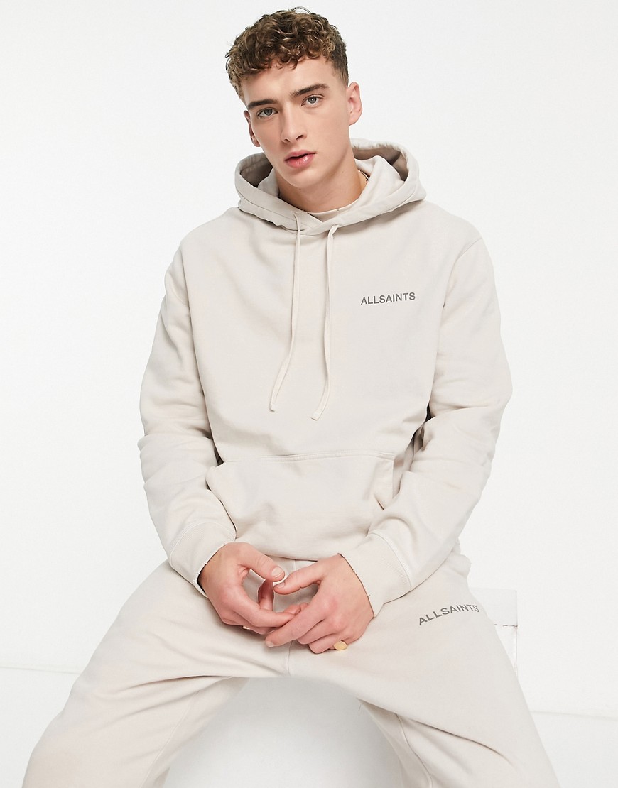 AllSaints x ASOS exclusive Oth relaxed hoodie in smoke gray