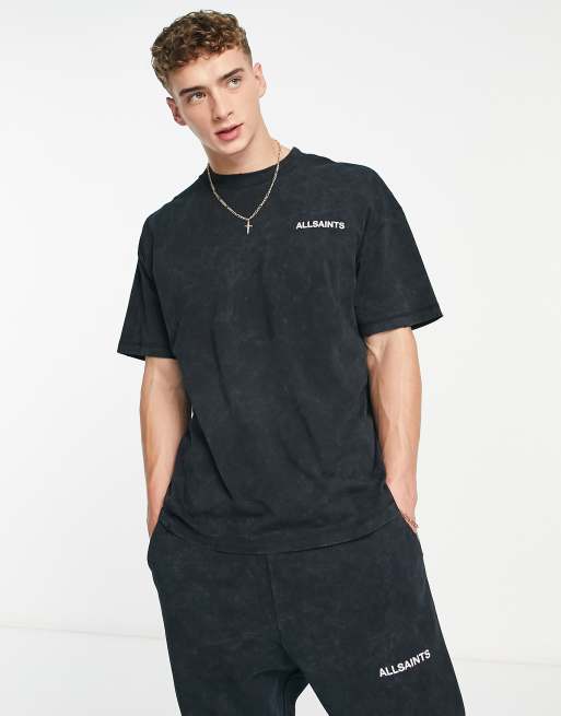 Allsaints X Asos Exclusive Oversized Crew T Shirt In Acid Wash Black Asos